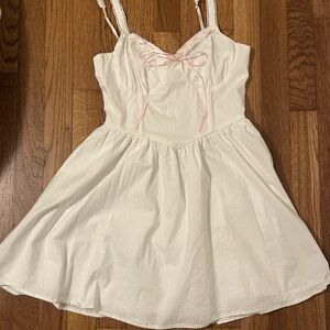 Altar’d State White Corset Dress with boning and Pink Accents